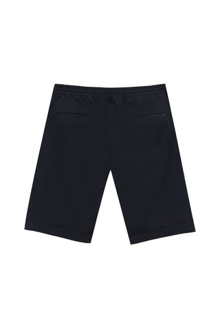  Koyu Lacivert Techno-Line 7 Drop Slim Fit Dar Kesim Beli Lastikli İpli Baskılı Bermuda Şort