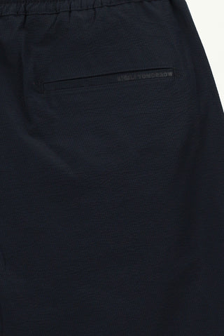  Koyu Lacivert Techno-Line 7 Drop Slim Fit Dar Kesim Beli Lastikli İpli Baskılı Bermuda Şort
