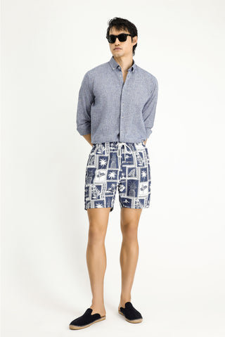  Koyu Lacivert Desenli Deniz ?ortu-Ki??l?