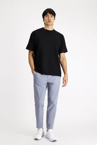  Siyah Bisiklet Yaka Oversize Likralı Tişört