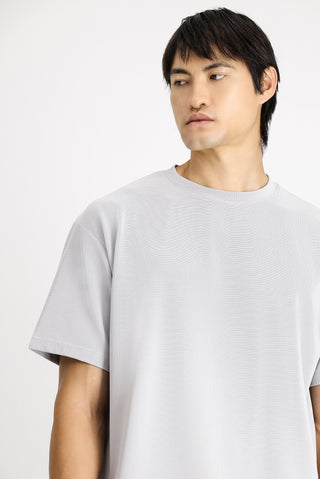  Orta Gri Bisiklet Yaka Oversize Likralı Tişört