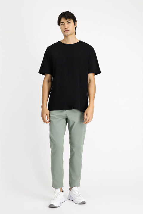 Siyah Bisiklet Yaka Oversize Pamuk Tişört