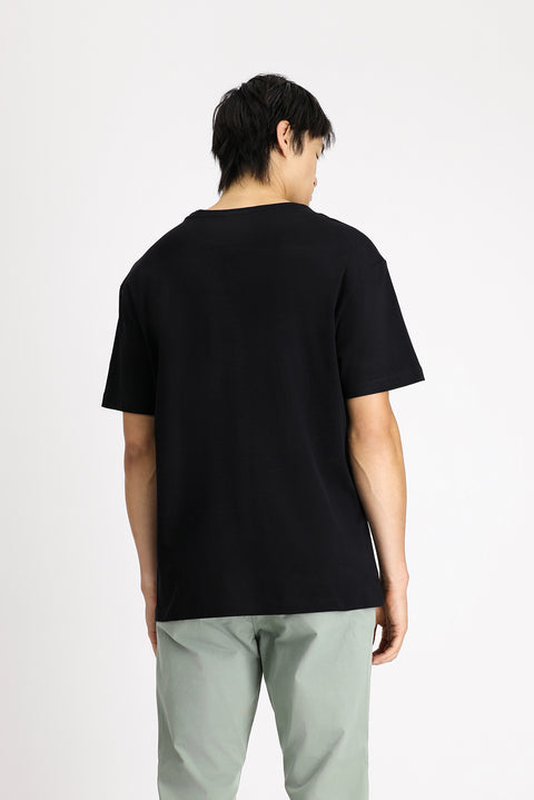 Siyah Bisiklet Yaka Oversize Pamuk Tişört