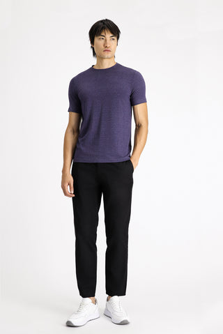  İndigo Melanj Bisiklet Yaka Regular Fit Desenli Pamuklu Tişört