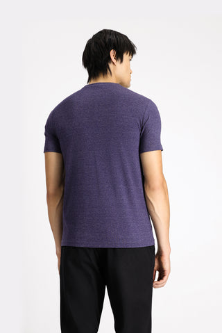  İndigo Melanj Bisiklet Yaka Regular Fit Desenli Pamuklu Tişört