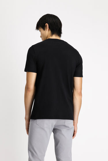 Siyah Eco-Line Bisiklet Yaka Regular Fit Baskılı Pamuk Tişört