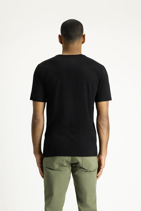 Siyah Bisiklet Yaka Regular Fit Baskılı Pamuklu Tişört