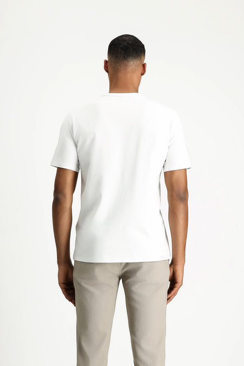 White Crew Neck Regular Fit Printed Cotton T-shirt