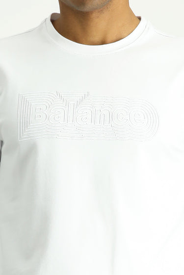 Beyaz Bisiklet Yaka Regular Fit Baskılı Pamuklu Tişört