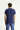 Orta Lacivert Bisiklet Yaka Slim Fit Dar Kesim Keten Karışımlı Tişört