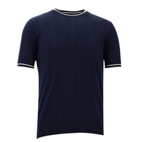 Dark Navy Crew Neck Slim Fit Narrow Cut Cotton T-Shirt