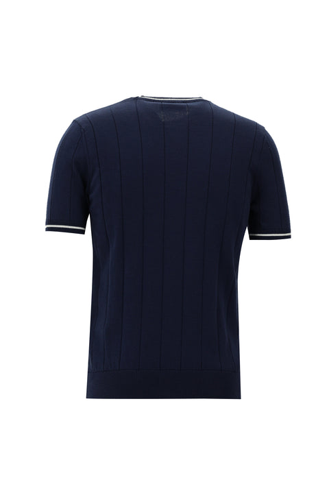 Dark Navy Crew Neck Slim Fit Narrow Cut Cotton T-Shirt