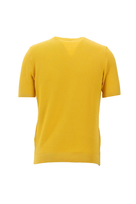 Koyu Sarı Bisiklet Yaka Slim Fit Tişört