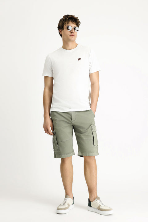 Beyaz Bisiklet Yaka Slim Fit Dar Kesim Baskılı Süprem Pamuk Tişört