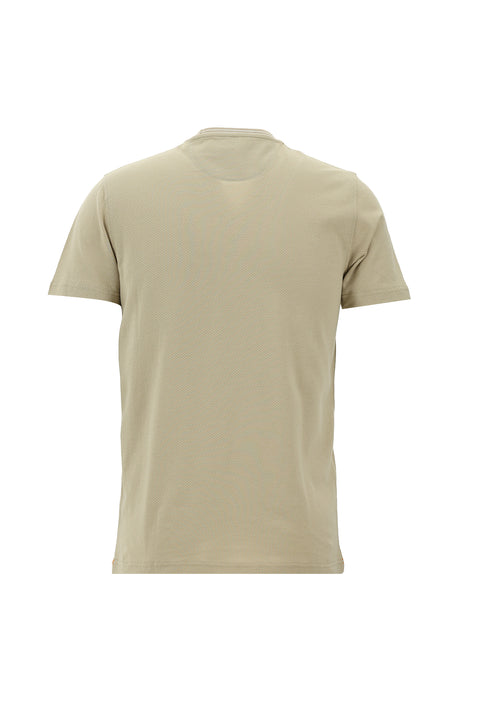 Orta Bej Bisiklet Yaka Slim Fit Tişört