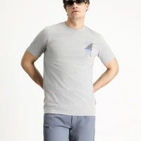 Medium Grey Crew Neck Slim Fit Printed Cotton T-Shirt