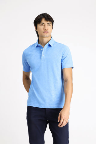  Mavi Polo Yaka Regular Fit Desenli Pamuk Tişört