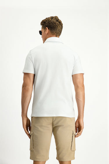 Beyaz Regular Fit Pamuk Polo Yaka Tişört