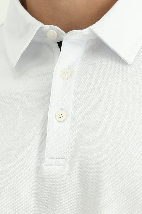 Beyaz Regular Fit Pamuk Polo Yaka Tişört