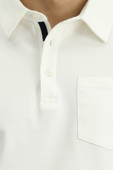 Ekru Regular Fit Pamuk Cepli Polo Yaka Tişört