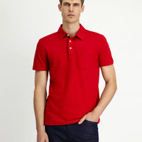 Koyu Kırmızı Regular Fit Pamuk Cepli Polo Yaka Tişört
