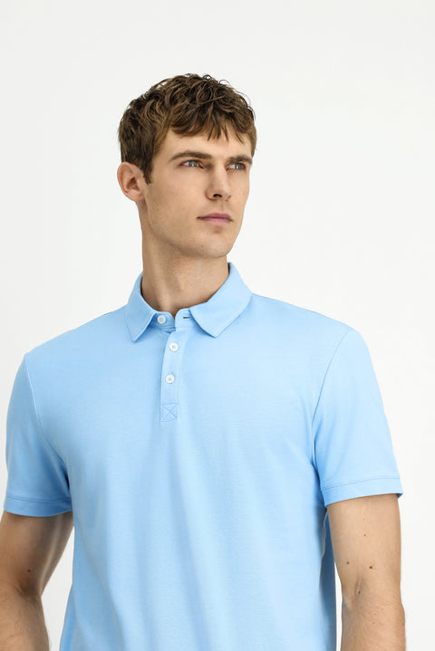 Blue Regular Fit Cotton Polo Shirt