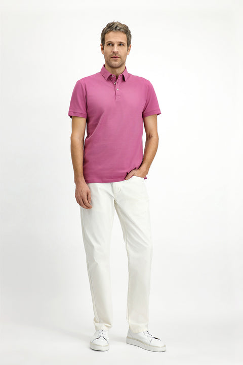 Pembe Regular Fit Pamuk Polo Yaka Tişört