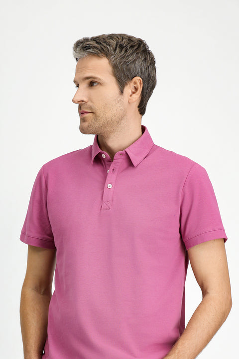 Pembe Regular Fit Pamuk Polo Yaka Tişört
