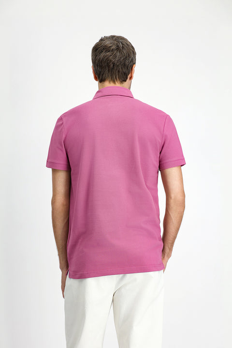 Pembe Regular Fit Pamuk Polo Yaka Tişört