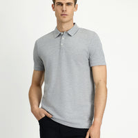 Orta Gri Melanj Regular Fit Pamuklu Polo Yaka Tişört