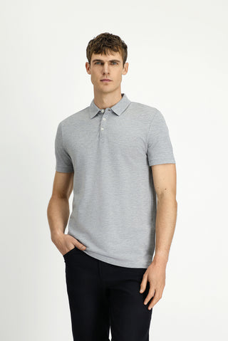  Orta Gri Melanj Regular Fit Pamuklu Polo Yaka Tişört