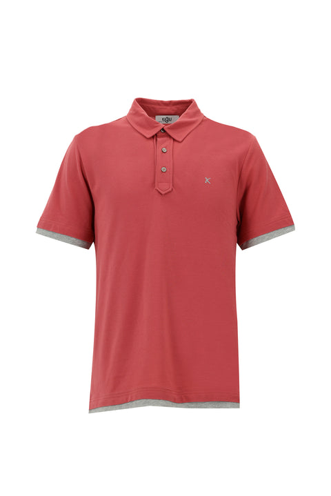 Açık Kırmızı Polo Yaka Regular Fit Tişört