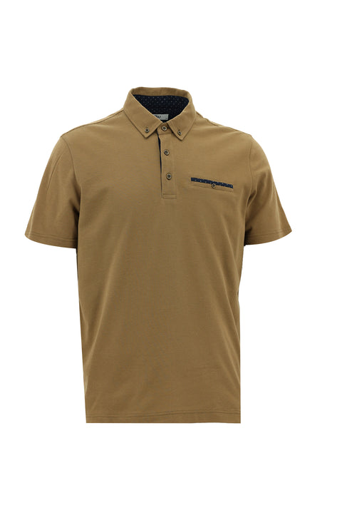 Orta Kahve Regular Fit Desenli Pamuk Polo Yaka Tişört