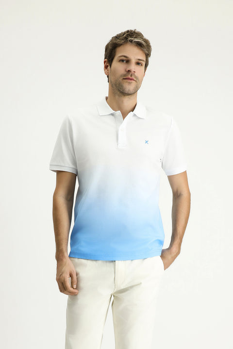 Koyu Mavi  Regular Fit Desenli Nakışlı Pamuk Polo Yaka Tişört