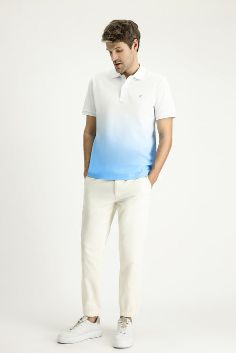 Koyu Mavi  Regular Fit Desenli Nakışlı Pamuk Polo Yaka Tişört