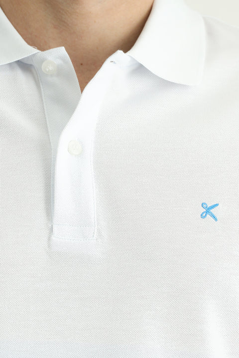 Koyu Mavi  Regular Fit Desenli Nakışlı Pamuk Polo Yaka Tişört