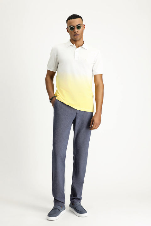 Limon Sarı Regular Fit Desenli Nakışlı Pamuk Polo Yaka Tişört