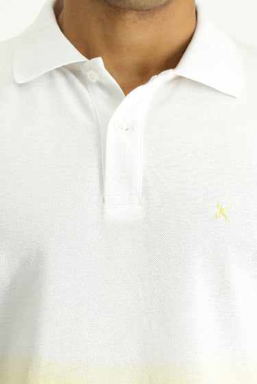 Limon Sarı Regular Fit Desenli Nakışlı Pamuk Polo Yaka Tişört