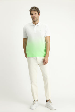  Çimen Yeşili Regular Fit Desenli Nakışlı Pamuk Polo Yaka Tişört