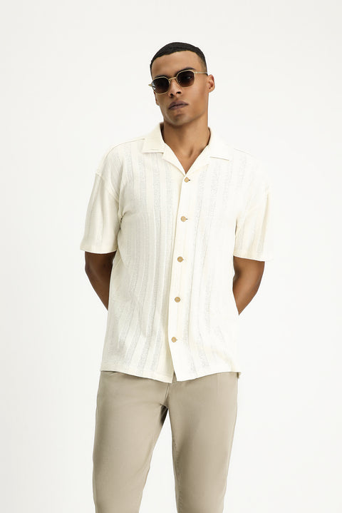 Off-white Apache Collar Oversize Patterned Cotton Shirt T-shirt