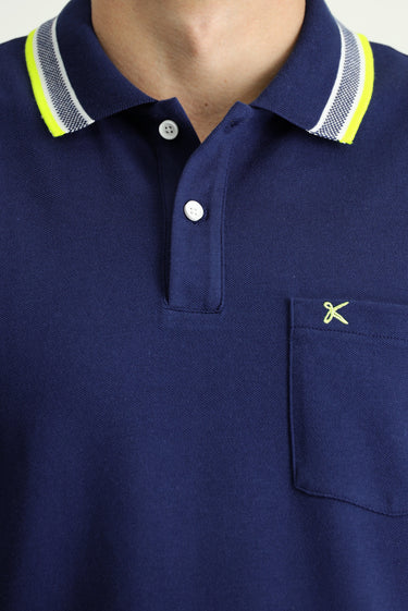 Orta Lacivert Polo Yaka Regular Fit Pamuk Tişört