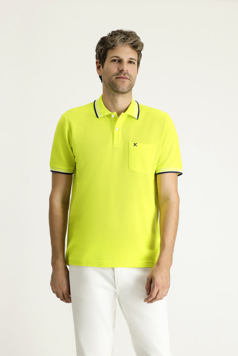 Lime Polo Yaka Regular Fit Desenli Nakışlı Pamuk Tişört