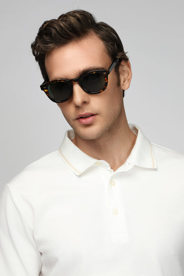  Ekru Polo Yaka Regular Fit Desenli Pamuklu Tişört
