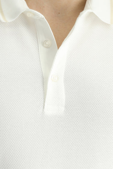 Ekru Polo Yaka Regular Fit Desenli Pamuklu Tişört