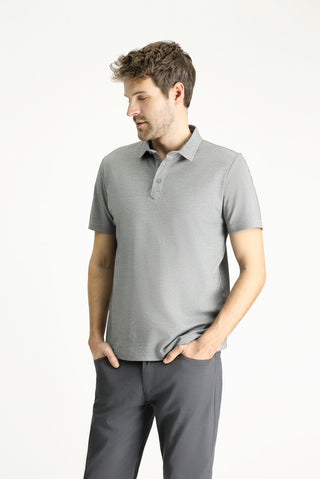  Orta Gri Polo Yaka Regular Fit Desenli Pamuklu Tişört