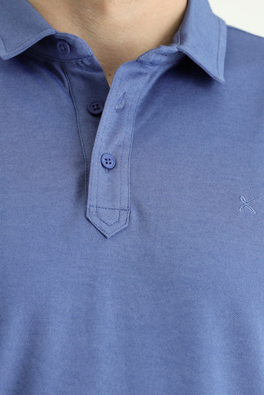 Koyu Mavi  Polo Yaka Regular Fit Desenli Pamuklu Tişört