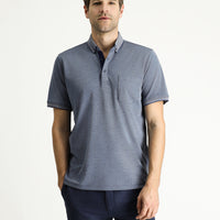 Orta Lacivert Polo Yaka Regular Fit Pamuklu Tişört