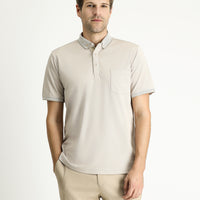 Orta Bej Polo Yaka Regular Fit Pamuklu Tişört