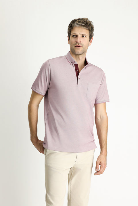 Gül Kurusu Polo Yaka Regular Fit Pamuklu Tişört