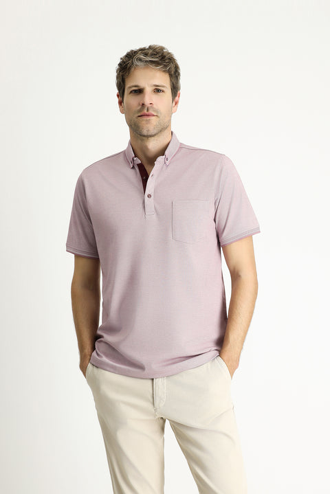 Gül Kurusu Polo Yaka Regular Fit Pamuklu Tişört